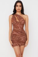 'Clementine' Swirl Print Cut Out Mini Dress