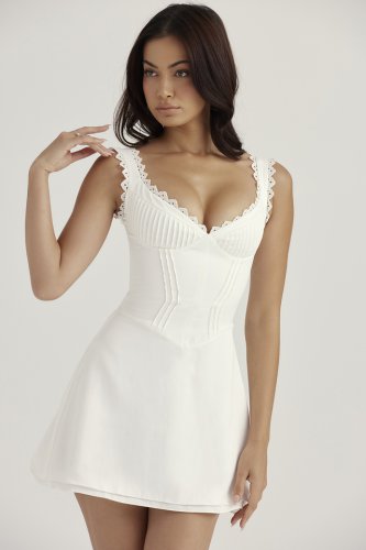 'Tilly' White Pin Tuck Mini Dress