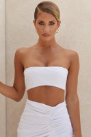 'Tanice' White Linen Mix Bandeau Top