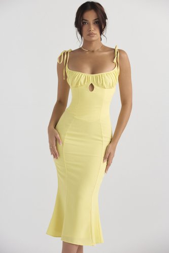 'Soren' Buttercup Cutout Midi Dress