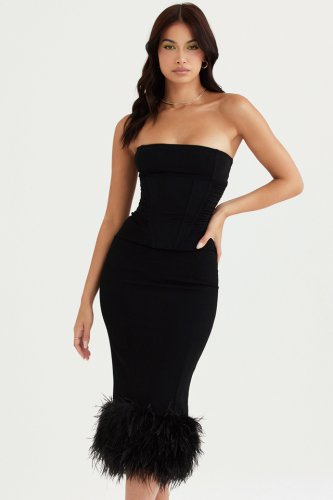 'Fionula' Black Strapless Corset Dress