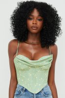 'Bea' Olive Floral Draped Corset