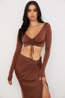 'Angelita' Chocolate Gathered Crop Top