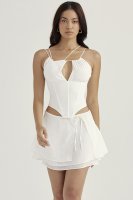 'Clarice' White Floaty Layered Mini Skirt