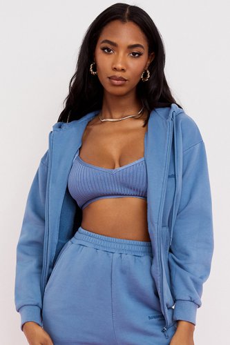 'Storm' Azure Zip Through Hoodie