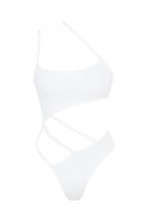 'Cubano' White Strappy Asymmetric One Piece Swimsuit