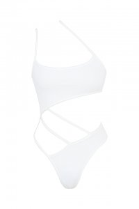 'Cubano' White Strappy Asymmetric One Piece Swimsuit