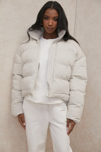 'Hero' Ivory Oversized C Shape Puffer Jacket