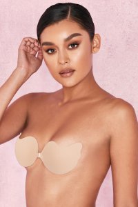 Front Fastening Moulded Microfibre 'V' Bra - Beige