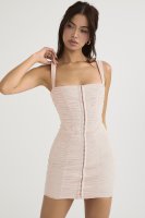 'Cate' Crystal Ruched Mesh Mini Dress