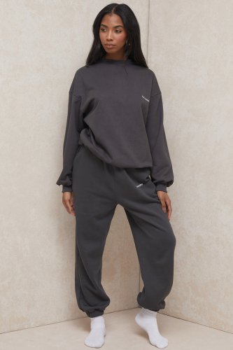 'Sky' Charcoal Fleece Back Jogging Trousers