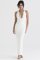 'Eleanora' Ivory Plunge Maxi Dress