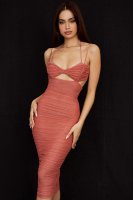 'Tibi' Rose Cutout Ruched Midi Dress