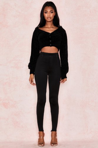 'Helene' Black Skinny Jersey Pants