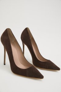 'PARIS' 5' Chocolate Suede Pointy Toe Heels