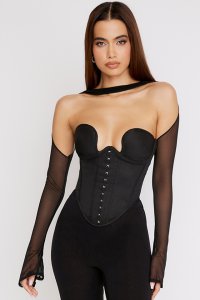 'Mina' Black Structured Corset