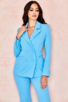 'Lara' Blue Double Breasted Tailored Blazer