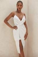 'Eivissa' White Cotton Cross Back Wrap Midi