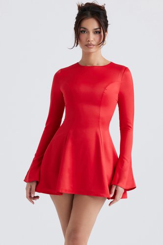 'Sacha' Red Satin Mini Dress