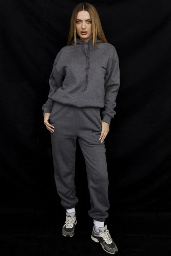 'Sky' Dark Grey Fleece Back Jogging Trousers