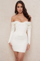 'Arista' Ivory Satin Corset Mini Dress