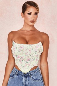 'Vivienne' Lemon Floral Corset