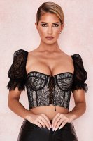 'Susana' Black Lace Corset Top