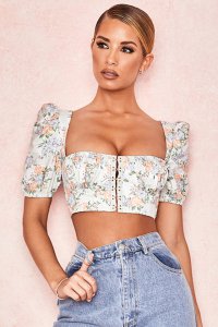 'Alivia' Floral Print Puff Sleeve Top