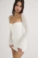 'Babydoll' Ivory Chiffon Halter Mini Dress