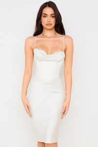 'Myrna' Ivory Corset Slip Dress