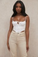 'Flynn' White Cropped Poplin Corset