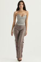 'Drew' Mocha Vegan Leather Lace Up Trousers