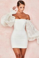 'Marisa' Ivory Satin Corset Dress