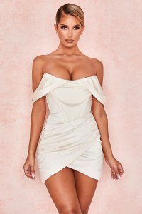 'Coraline' Ivory Satin Corset Dress