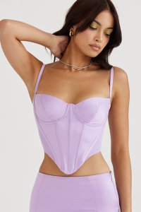 'Tamsin' Orchid Satin Corset