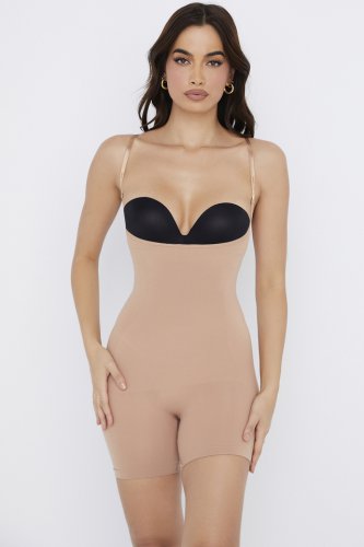 Mid Thigh Sculpting Bodysuit Cafe Au Lait