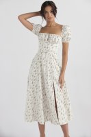 'Tallulah' Garden Print Puff Sleeve Midi Sundress