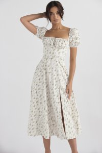 'Tallulah' Garden Print Puff Sleeve Midi Sundress