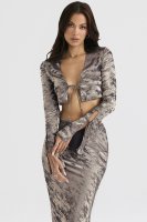 'Giulia' Pewter Shimmer Velvet Satin Top