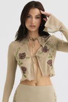 'Asra' Artichoke Floral Tie Front Top