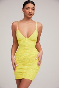 Mistress Rocks 'Spotlight' Lemon Plunge Mesh Dress