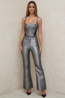 'Jas' Silver Kick Flare Trousers