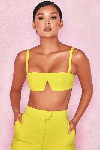 'Leela' Blazing Yellow Crepe V Wire Bralet