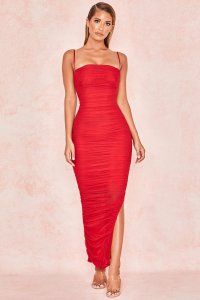 'Fornarina' Red Organza Mesh Maxi Dress