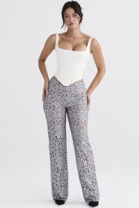 'Mara' Silver Metallic Lace Trousers