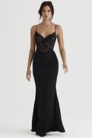 'Cara' Black Corset Maxi Dress