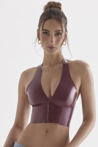 'Ariadne' Merlot Latex Halter Top