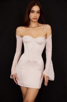 'Isra' Crystal Satin Corset Mini Dress