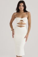 'Amalia' Ivory Satin Cutout Corset Dress