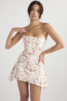 'Jasmine' Rose Print Draped Corset Dress